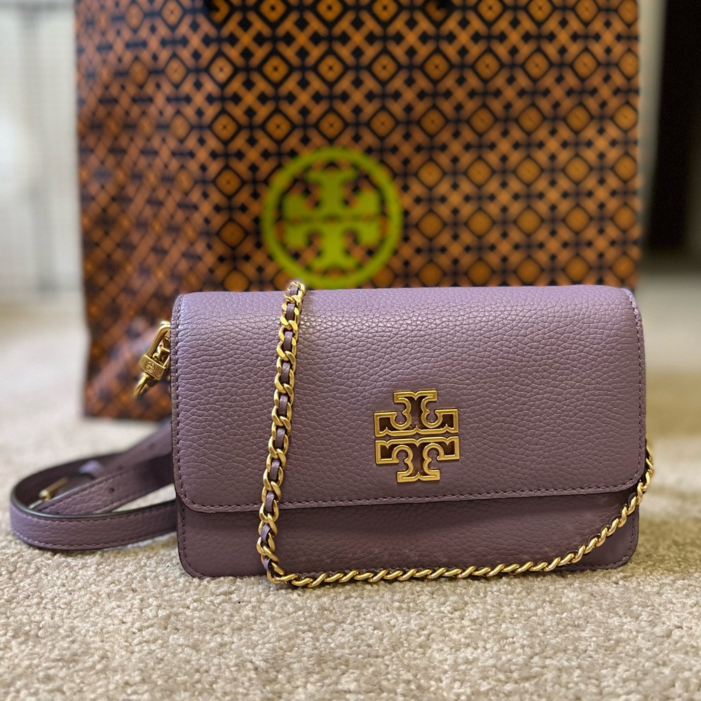 Tory Burch Lilac Leather Chain Shoulder Bag